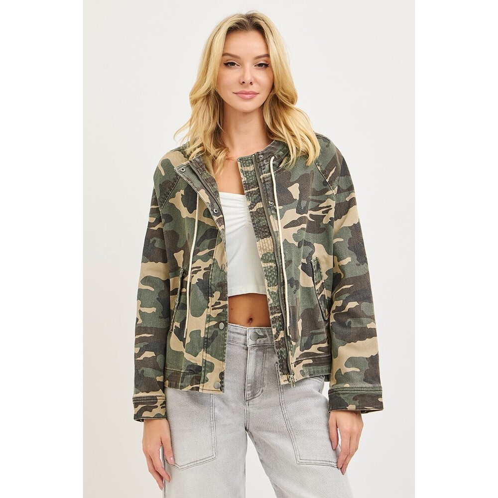 RDJ-9269 | Risen Oversized Camo Jacket | Raglan-Sleeve | Hoodie | Sizes S-XL - Picture 3 of 6